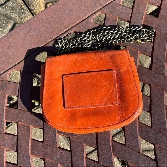 Vintage Hobo Orange Leather Distressed Crossbody Bag - Picture 6 of 7
